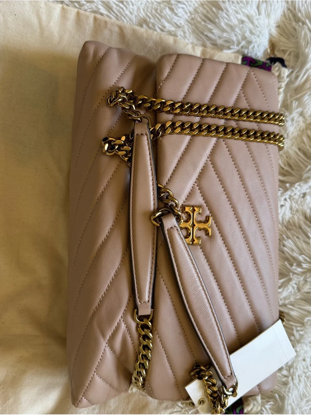 Tory Burch Blush Quilted Chevron Chain Shoulder Bag